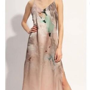 All Saints Essey Cassus Pink Silk Blend Slip Dress